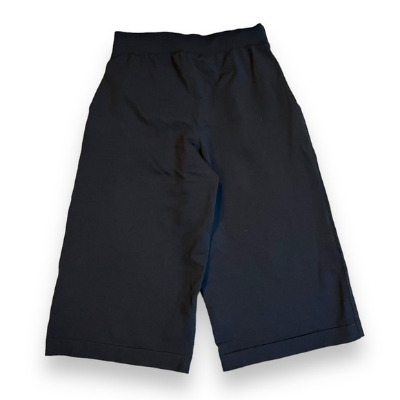 New Balance Wide Leg Crop Pants Thick Knit High Rise Pockets Retro Black Medium - Picture 6 of 8